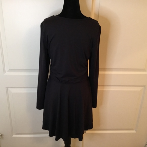 Women's Tight Flare A-Line Square Neck Long Sleeve Ruffle Hem Mini Dress - Picture 5 of 8